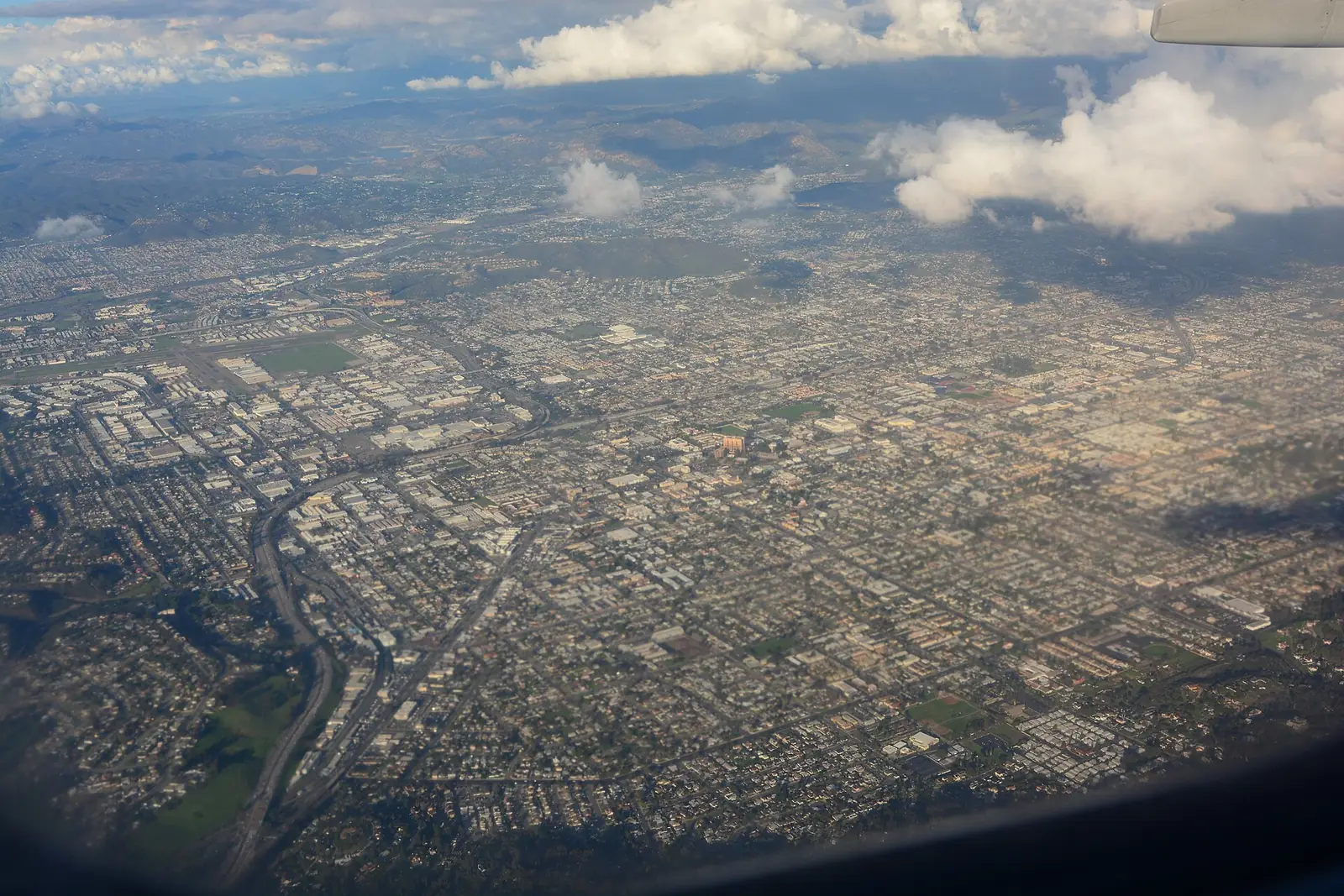 Aerial view of El Cajon neighborhoods and surrounding mountains