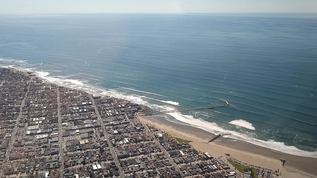 Aerial view of Ocean Beach and the Pacific Ocean
